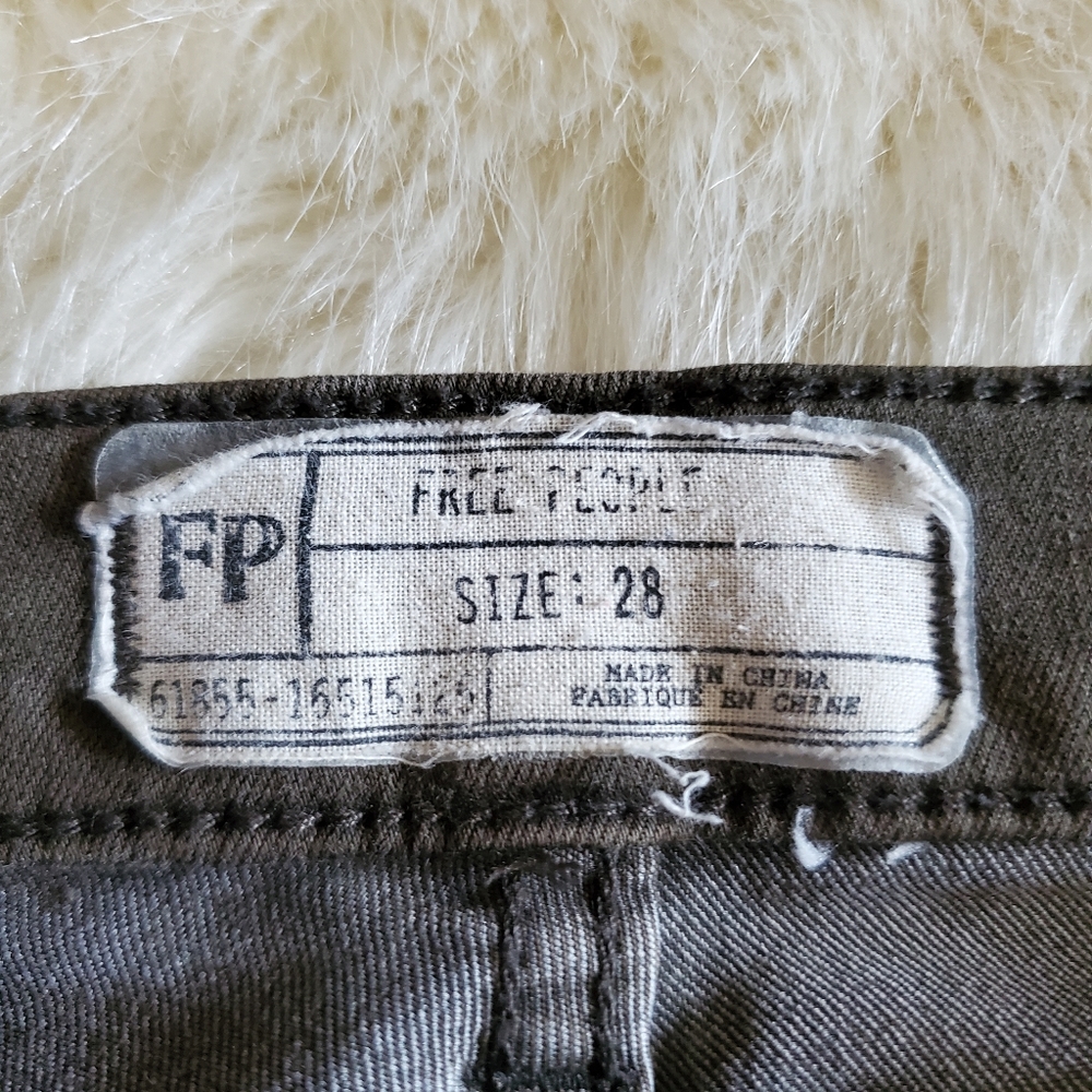 Free People Jillian Moto Seam Detail Skinny Jeans Olive Army Green Size 28 - Picture 9 of 13